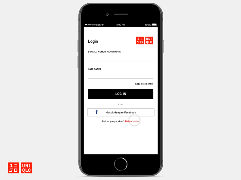 Uniqlo Redesign Login and Sign Up
