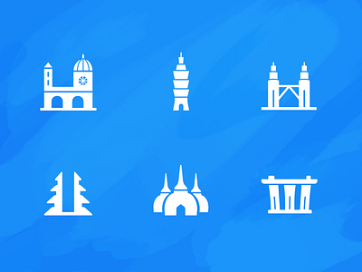 Asian Tourist Attractions Icons