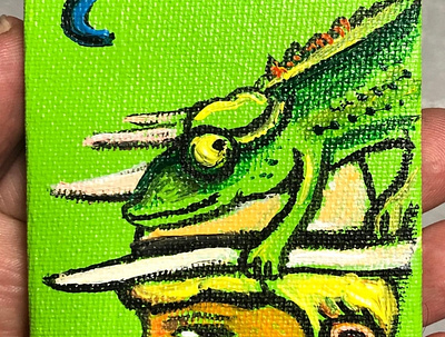 friends forever canvas chameleon green hat ink paint