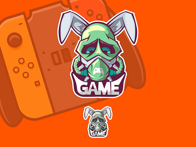 Rabbit in game design icon illustration logo vector