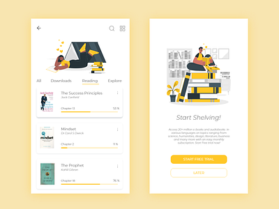 E - Book App called Shelf app app design book book app e book minimal read ui ui design yellow