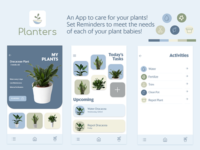 Planters- App to care for your plant babies! app design green green app plant app plant based plant lady plant logo planter plants plants app ui ux uidesign