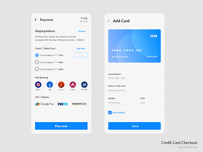 Daily UI Challenge 002 : Credit Card Checkout credit card app creditcardapp dailyui dailyui2 dailyuichallenge mobileapp mobileappdesign mobileappui mobileui mobileuidesign ui uichallenge