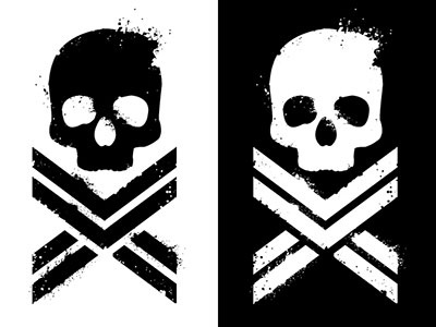 Pyxl Underground black grunge logo negative space positive space skull spatter stencil white