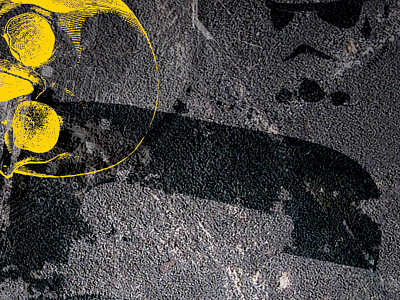 Pyxl Business Card Cover Design - "Cr" black grunge pavement skull stormtrooper yellow