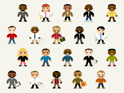 Little Characters asian beard black caucasian characters diversity doctor hair illustration indian occupation people