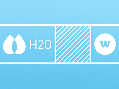 H2O blue diagonal drop h2o lines w water white