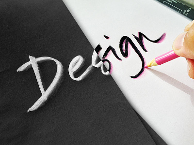 Design black calligraphy colored-pencil design hand-lettering handwriting ink marker paper pink typography white