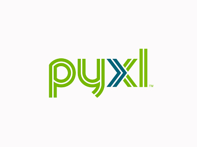 Pyxl Logo arrow blue double dynamic forward green lines logo movement path roads x