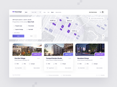 Roomtage - Dashboard apartment card dashboard design house interface map product real estate region rent toglas ui ux