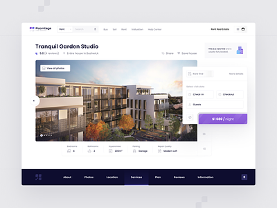 Roomtage - Property Page apartment dashboard design house interface product property real estate region rent toglas ui ux