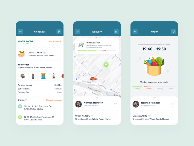 GoloMarket - Online Delivery #2 app checkout dashboard delivery design food interface map order product toglas tracking uber ui ux