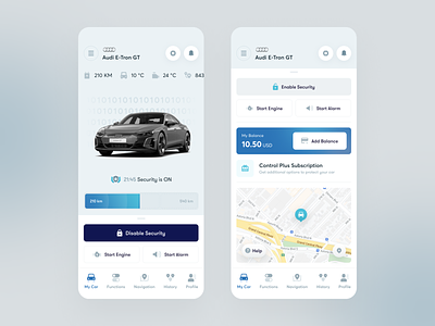 Carsana - Car Security app car dashboard design interface mobile product safety security shield signaling toglas transport ui ux vehicle