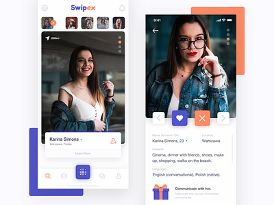 Swipex - Application for Acquaintances app application cards dating fireart fireart studio mobile network swipe ui ux