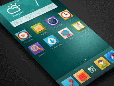 desktop for Android animation call clock download icon message ue ui weather