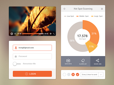 Flat UI Kit button clean flat form hot kit login orange player point ui video