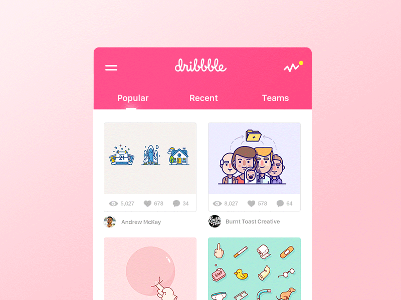 dribbble app animation app dribbble ui ux