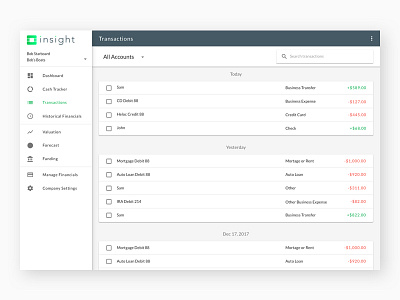 Insight Transactions Dribbble app material