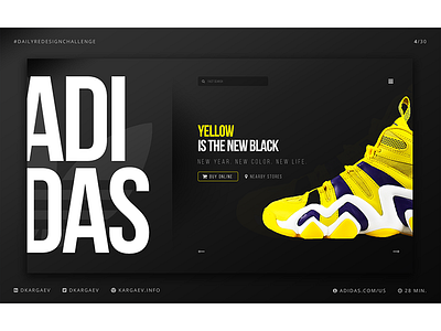 Adidas Redesign Concept #dailyredesignchallenge 4/14 adidas concept ecommerce landing redesign screen sport ui uiux ux web design