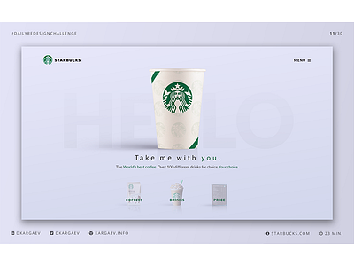 Starbucks Redesign Concept #dailyredesignchallenge 11/14 coffee concept drinks landing redesign screen starbucks ui uiux ux web design