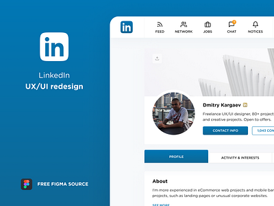 LinkedIn Redesign. Free Figma Source. UX/UI.