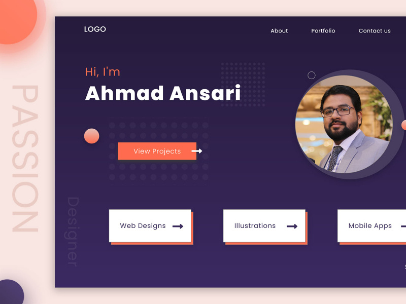 Portfolio Website Header by Ahmad Ansari on Dribbble