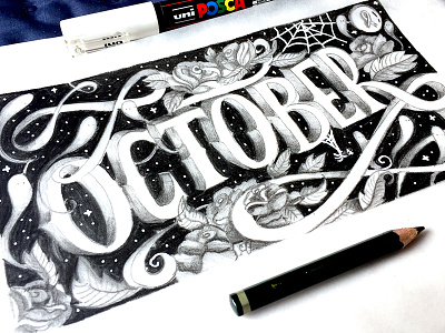 Lettering graphite calendar halloween lettering october