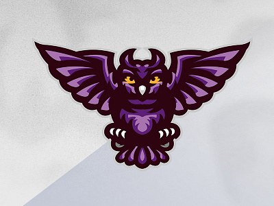 Owl Mascot Logo branding icon illustration logo mascot mascot logo owl purple owl vector yellow eyed