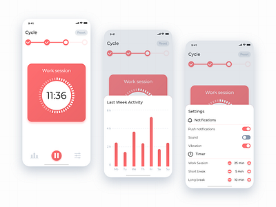 Simple Pomodoro Tracker App app timer tracker ui ux
