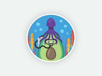 Avocode StickerDesign #2 avocado avocado illustration character character illustration illustration octopus sticker underwater vector