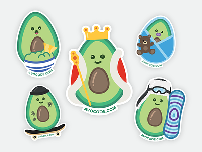 Avocode Sticker Design#4 2d character avocado avocado illustration avocode character character illustration digital illustration illustration print print design sticker sticker design ui vector