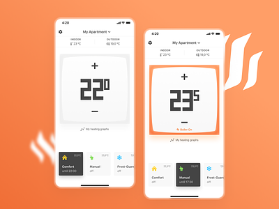 Netatmo App redesign app design mobile netatmo orange redesign smart smart home thermostat ui ux white