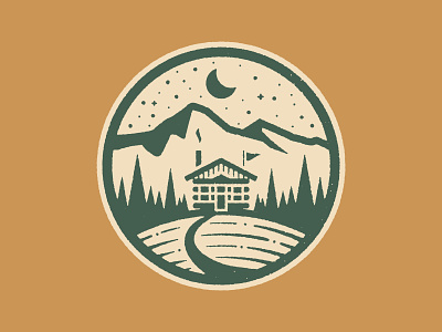 Territory Run Camp badge cabin camp illustration moon patch run running stars texture trail tree woods