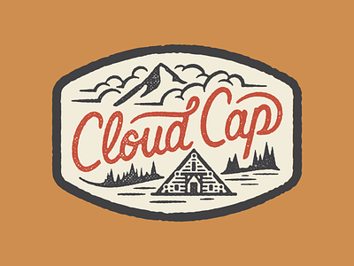 Cloud Cap adventure badge badge design badge logo badges branding cabin custom illustration mountains mt. hood mthood oregon patch run running texture tree