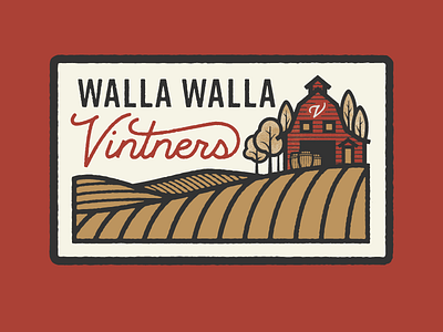 Walla Walla Vintners badge barn farm field patch vineyard vintners walla walla washington wine