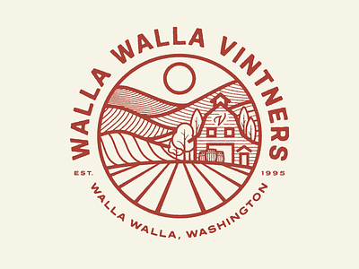 Walla Walla Vintners 3 badge barn farm field patch vineyard vintners walla walla washington wine