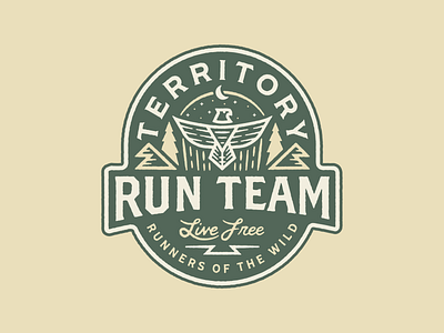 Territory Run Team badge branding custom design illustration oregon patch portland run texture trail tree type vector