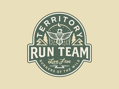 Territory Run Team badge branding custom design illustration oregon patch portland run texture trail tree type vector