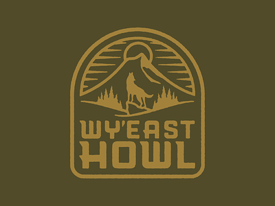 Wy'East Howl 1 badge illustration oregon patch run running sun texture trail tree type