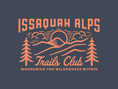 Issaquah Alps Trails Club III badge clouds illustration issaquah issaquah alps patch texture trail tree washington state wilderness