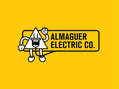 Almaguer Electric Co. cartoon character illustration logo logo design pen tool type vector