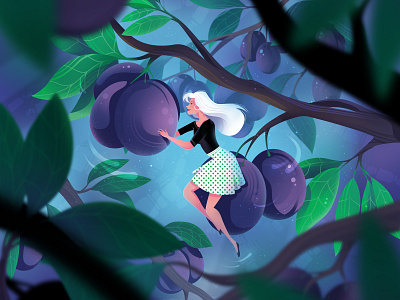 Among the plums character illustration nature plum plums woman