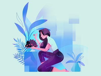 Picking strawberries character clean illustration woman