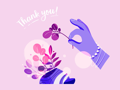 Thank you! hand handdrawn minimalistic pink plant plants purple thank thanks you