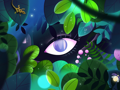 Wild forest animation animation 2d explainer video eye forest illustration jungle leaves magic mysterious mystic plants