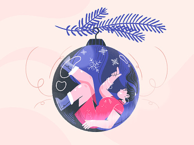 Christmas Bauble animation bauble character christmas explainer video flat design happy happy holidays illustration ui woman