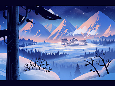Winterland 2d animation design forest ice illustration landscape snow winter winter scene winterland