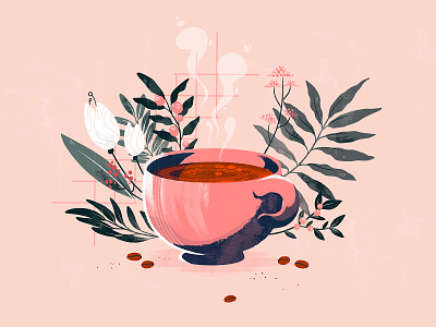 Coffee flavour animation coffee cup design editorial explainervideo illustration plants retro simple textures