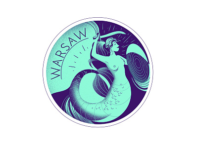 Warsaw sticker dribbble dribbbleweeklywarmup illustration mermaid poland sticker warm up warsaw warszawa weekly