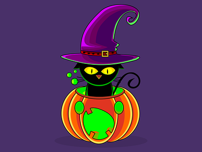 Halloween Cat cat fall halloween hat horror inkscape pumpkin vector witch